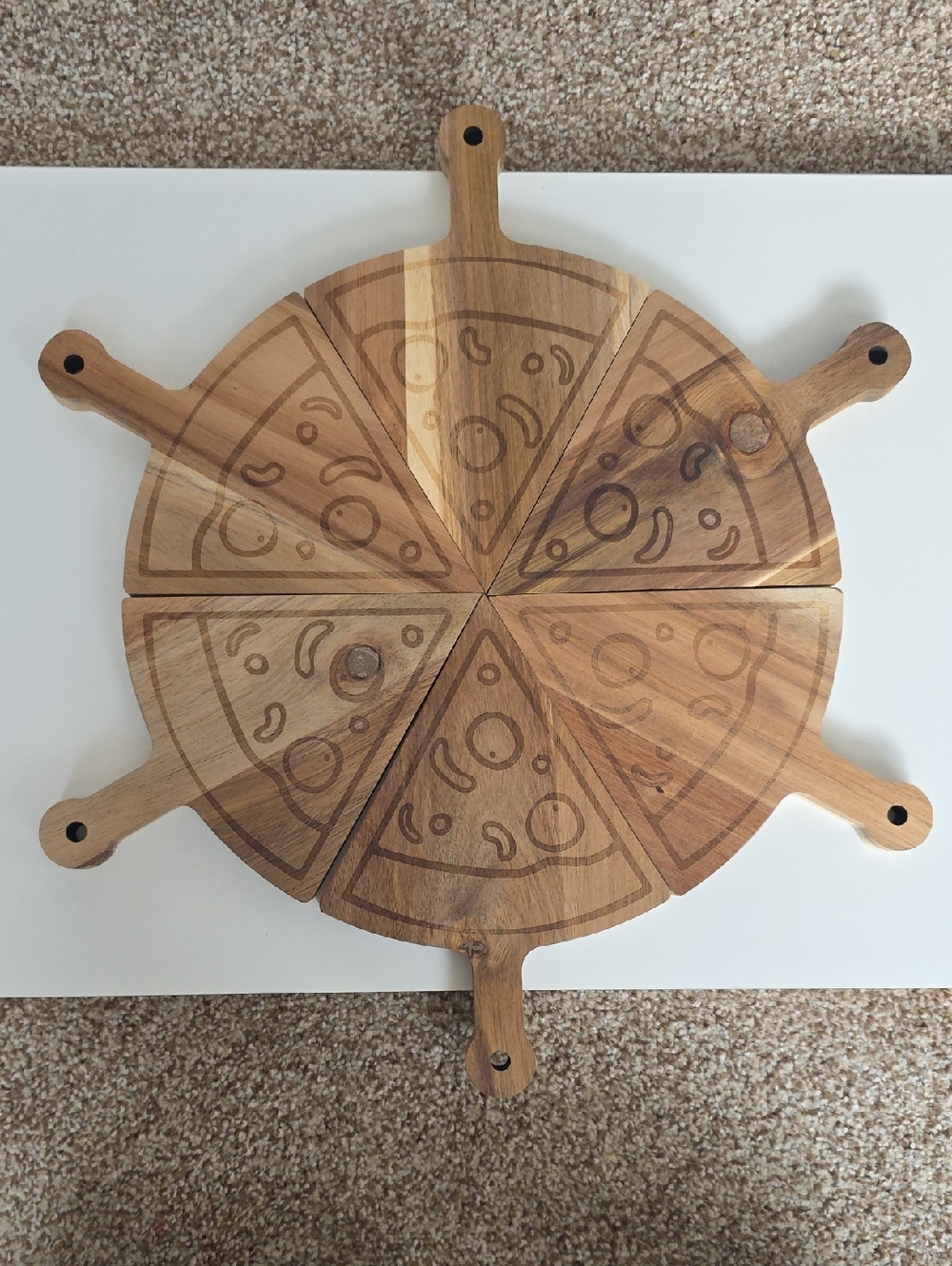 Wooden Pizza Serving Board Set - Natural Brown